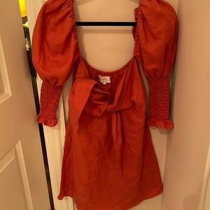 Pose salmon colored beach dress with tie in front